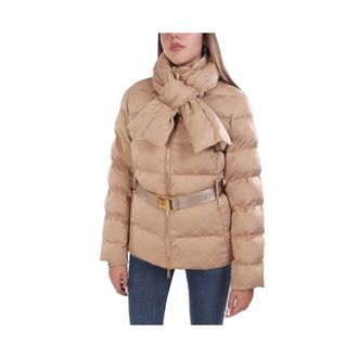 Elisabetta Franchi Jassen, Dames, Beige, L, Leer, Pi 83D56E2 EA2 Donsjas