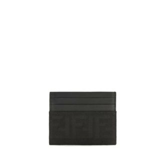 Fendi FF Jacquard and Leather Card Case - Black