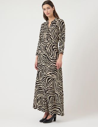 Y.A.S Hemdblusenkleid Y.A.S YASSAVANNA LONG SHIRT DRESS, Damen, Gr. XXL, N-Gr, birch aop:zebra print, Web, Obermaterial: 100% Viskose, bedruckt, relaxed fit