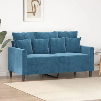 vidaXL Sof&aacute; De 2 Plazas Terciopelo Azul 120 Cm Vidaxl