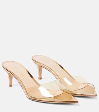 Gianvito Rossi Mules Elle 55 con piel metalizada