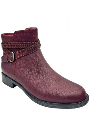 David Tate Womens Skip Leather Ankle Boots In Burgundy-Pebble Grain
