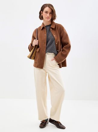 Contemporaine Womens Reprocessed wool felted shirt-collar jacket