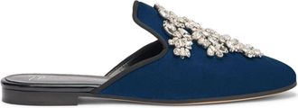 Giuseppe Zanotti Elsa crystal velvet mules - women - Fabric/Leather - 38.5 - Blue