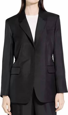 Theory Oversized Silk Blazer In Black