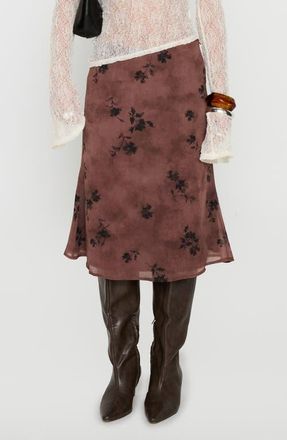 Princess Polly Moses Floral Midi Skirt in Brown at Nordstrom, Size 12