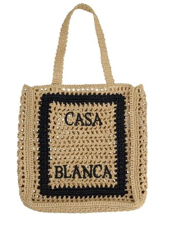 Casablanca Neutrals Airy Crochet Pattern Viscose Tote Bag