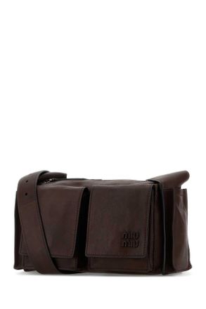Miu Miu Womens Dark Brown Nappa Leather Utilitaire Crossbody Bag Bruciato Borse A Tracolla