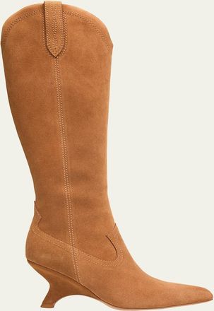 SIMKHAI Shadow Suede Western Knee Boots