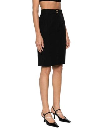 Chanel 90S Silk-Cotton High-Waist Skirt, Size Fr; 34 (Authentic Pre-Loved)