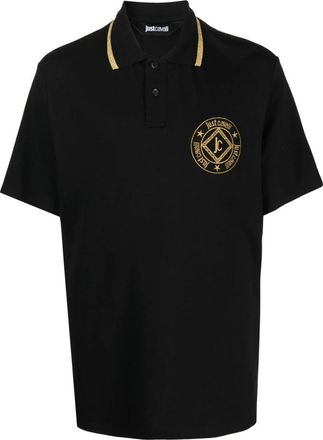 Just Cavalli Zwarte polo met korte mouwen - Heren - Polos - Zwart - L - Katoen - Tops