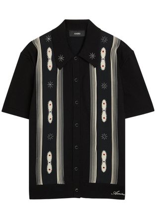 Amiri Striped Embellished Wool-blend Shirt - Black - XL