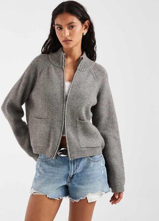 Free People maglione half zip in grigio freddo