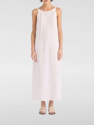 Momoni A-Line Linen Midi Dress with Off-the-Shoulder Design and Back Slit