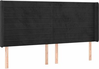 vidaXL Cabecero Con Led De Terciopelo Negro 203x16x118/128 Cm Vidaxl