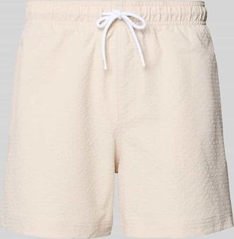 Jack & Jones Jack & Jones Badehose aus Seersucker mit elastischem Bund Modell MAUI OCEAN in Beige, Gr&ouml;&szlig;e XXL
