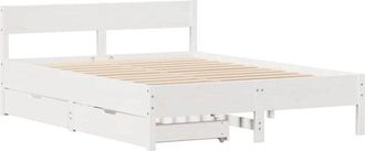 vidaXL Vidaxl - Bed Frame without Mattress White 135x190 cm Double Solid Wood Pine
