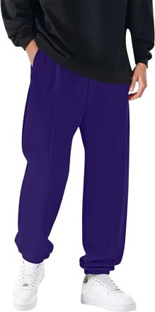 Generic 2025 Trousers Mens Fleece Casual Pants Elastic Cuff Joggers Comfortable Pants Soft Warm Winter Trousers Relaxed Fit Outdoor Sports Sweatpants (Purple,
