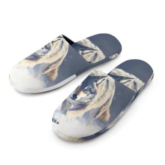 Generic Gray Wolf Walking Through Snowy Mens House Slippers Slip Indoor Slipper On Shoes Warm Outdoor