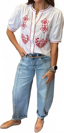 b.young Imalli Embroidered Blouse In White