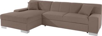 Domo Collection Ecksofa »Bero, elegant und zeitlos, flache Armlehnen, L-Form« fester Sitzkomfort, wahlweise mit Bettfunktion