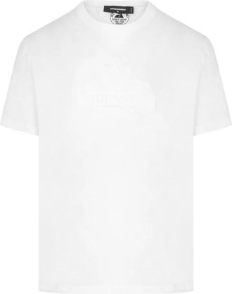 Dsquared2 Wit Tonaal Esdoornblad T-Shirt - Heren - T-shirts - Wit - 3XS - Katoen - Tops