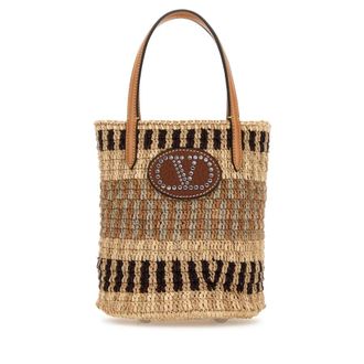 Valentino Garavani Embroidered Raffia Bucket Bag