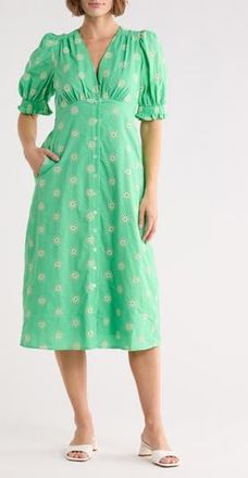 FRNCH Gabrielle Cotton Eyelet Dress in Emeraude at Nordstrom Rack, Size X-Small