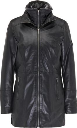 Carlo Colucci Lange Donatella leren jas - Dames - Leren en Su&egrave;de Jassen - Zwart - XL - Jassen