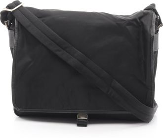 Prada Black Nylon Leather Handbag Shoulder Bag (Pre-Owned)