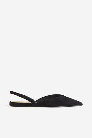 H&M Slingpumps aus Veloursleder - Schwarz