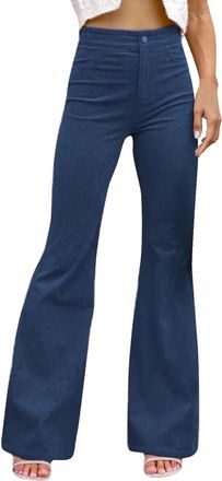Generic Womens Corduroy Pants Stretchy High Waisted Casual Flared Bootcut Pants Classic Vintage Y2K Streetwear Loose Straight Wide Leg Bell Bottom Trousers Ev