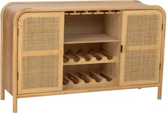 Wanderlust Deco Aparador De Madera Y Rat&aacute;n Marr&oacute;n 130x39x80h Cm