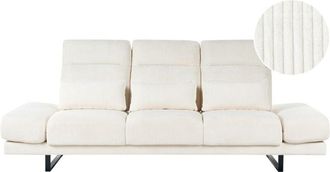 Beliani Sof&aacute; 3 Plazas Moderno De Pana Patas Acero Apoyabrazos Y Respaldo Regulables Beige Claro Ikast