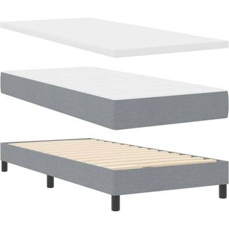 vidaXL Vidaxl - Cama Box Spring Con Colch&oacute;n Gris Claro 100 X 200 Cm Tela