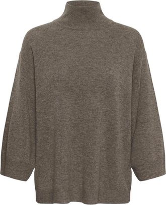 Inwear Monika Highneck - Dames - Coltruien - Bruin - 2XS - Wol - Truien & Vesten