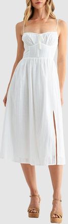 All in Favor Corset Midi Sundress in White at Nordstrom, Size X-Large