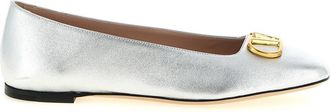 Valentino Garavani Silver Solid Signature Ballet Flats