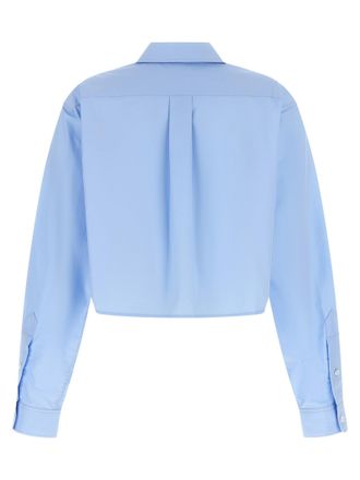 Alexander Wang Cropped Cotton Oxford Shirt - Blue