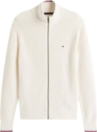 Tommy Hilfiger Felpa con zip RWB a coste - - Sweatshirts & Hoodies - Uomo - Beige - S