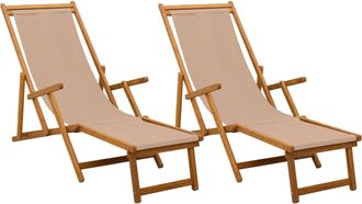 vidaXL Tumbona Plegable 2 Uds. 3 Posici&oacute;n Madera De Eucalipto Maciza Vidaxl