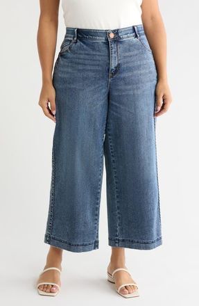 Wit & Wisdom Gracie Skyrise Double Side Seam Wide Leg Jeans in Blue Artisanal at Nordstrom, Size 16W