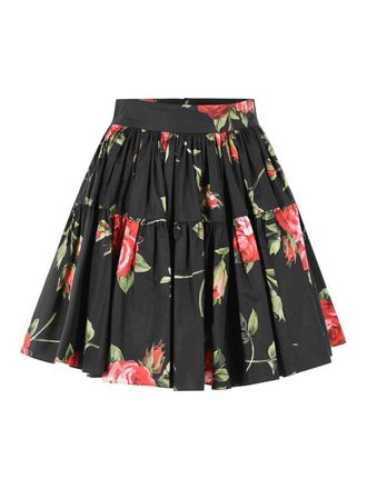 Dolce & Gabbana Print Short Skirt In Black Cotton