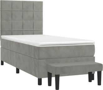 vidaXL Vidaxl - Cama Box Spring Con Colch&oacute;n Terciopelo Gris Claro 90x190 Cm