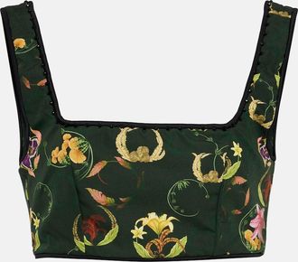 Agua Bendita Amanda Marina embroidered crop top