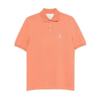 Brunello Cucinelli Brunello Cucinelli, Polo Shirts, male, Orange, Size: XL Logo Cotton Polo Shirt