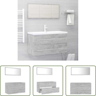 vidaXL Specchio da bagno - Set Mobili da Bagno 2 pz Grigio Cemento in Legno Multistrato
