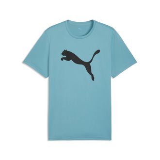 Puma Trainingsshirt PUMA M TAD ESSENTIALS SOLID CAT TEE (CF BIG CAT), Herren, Gr. XXL, baltic sea blau, Jersey, Obermaterial: 100% Polyester, regular fit n
