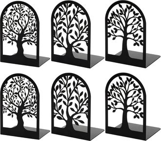 OEM Sujetalibros Decorativos Con Forma De &Aacute;rbol, Juego De 3 Pares, Para Sostener Libros Pesados En Estanter&iacute;as De Oficina O En Salas De Estar Modernas