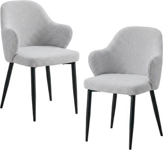 Urban Meuble Set de 2 sillas de comedor en tela gris claro, 83 cm